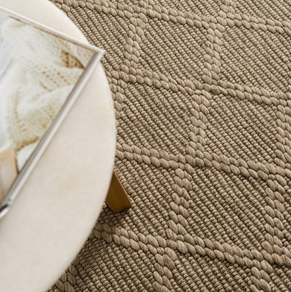 Handgefertigter Flachgewebe-Teppich aus Wollmischung – Rox in Beige
