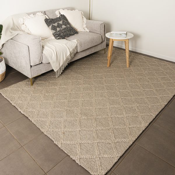 Handgefertigter Flachgewebe-Teppich aus Wollmischung – Rox in Beige - Image 4
