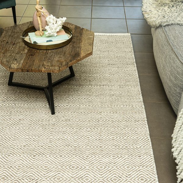 Handgefertigter Wollmischteppich – Diamantquadrat in Beige - Image 4