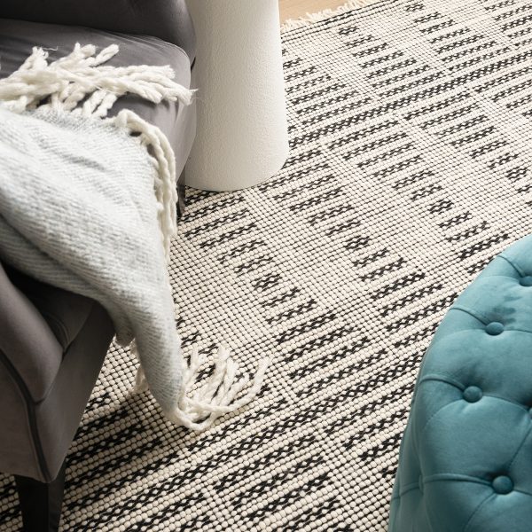 Handgewebter Jacquard Teppich - Signature FX3 in Schwarz und Weiß